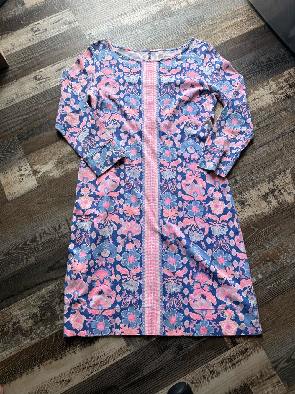 Lilly Pulitzer Pink and Blue Floral Boatneck Dress